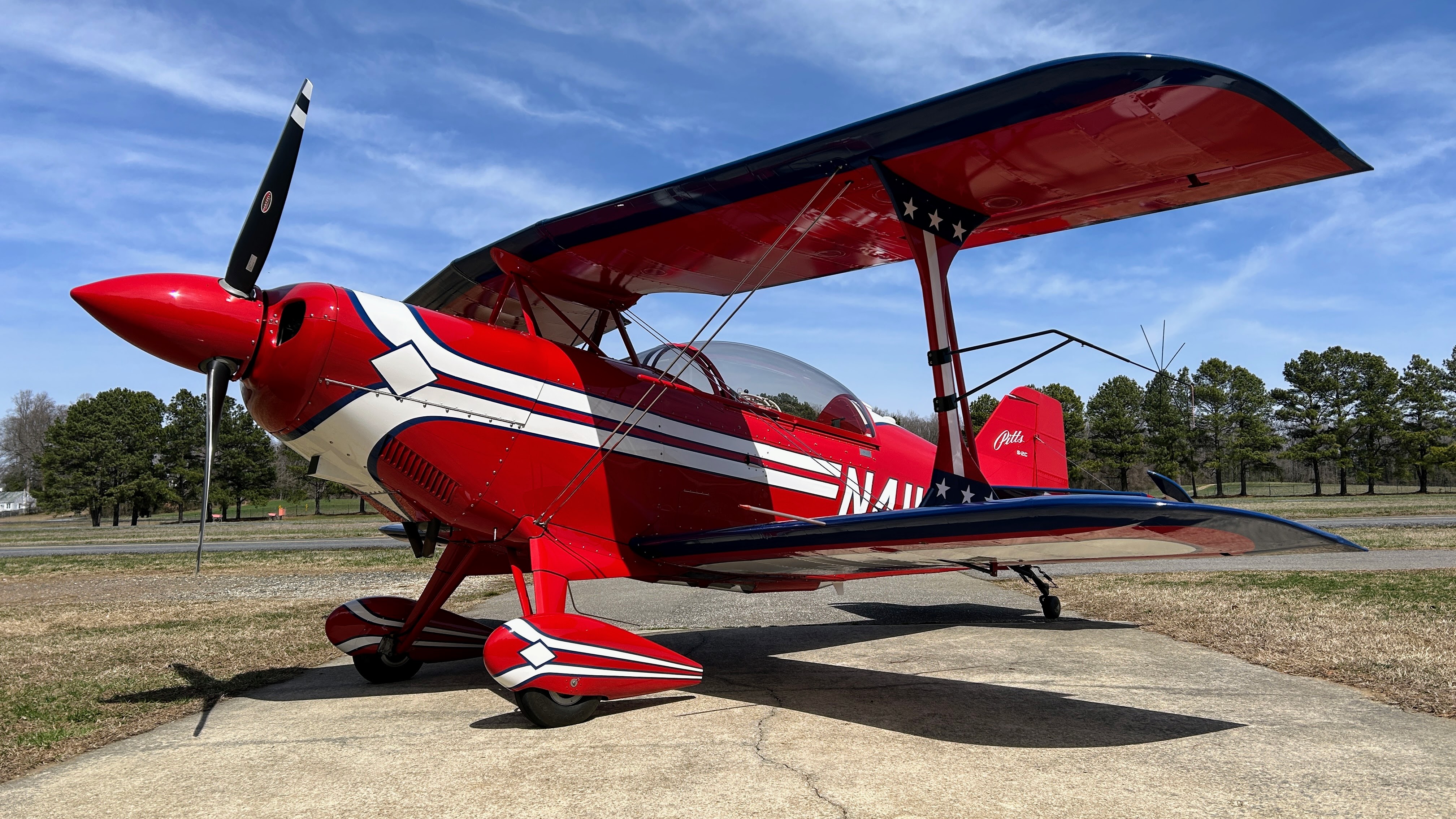 Red Pitts biplane.